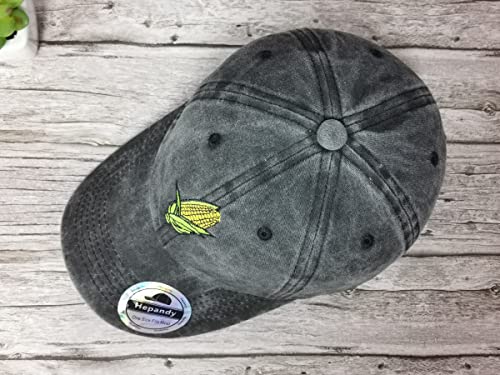 Image of Hepandy Embroidered Pizza Corn Yinyang Home Girl Ice Cream Baseball Cap | Men Women Detailed Embroidery Adjustable Metal Buckle Distressed Cotton Unisex Dad Hats Gifts for Christmas Mother's Day