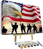 DIY Oil Painting with Frame, Paint by Number Kits for Adults,Color Box Packaging-16x20 Inch-Eagle Flag