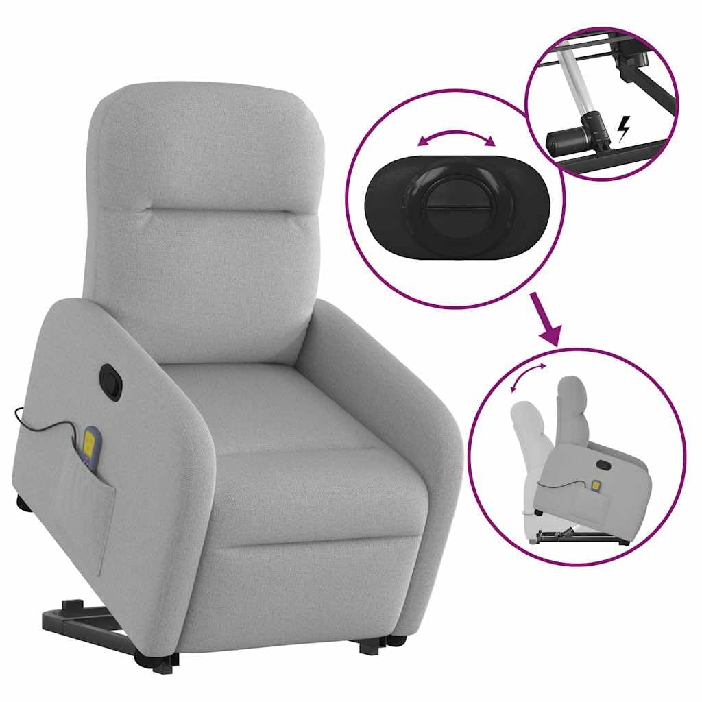vidaXL Sillón de Masaje reclinable de pie de Tela Gris Nube