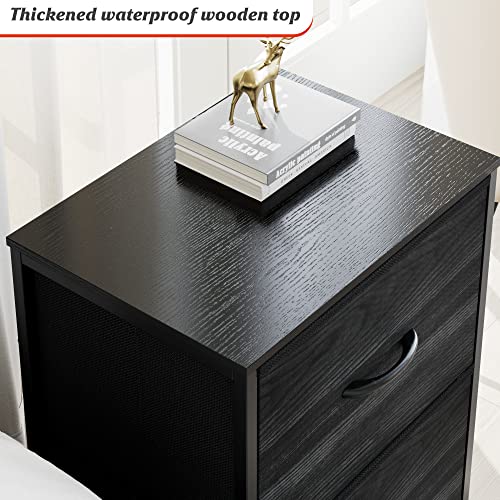 Nicehill Nightstand, Nightstand For Bedroom With Drawers, Small Dresser With Drawers, Bedside Table Bedside Furniture, Night Stand End Table With Storage Drawers For Bedroom, Black Wood Grain #TOP5