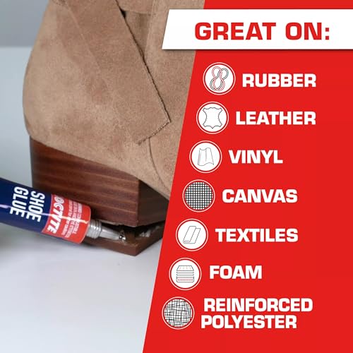 Image of Loctite Shoe Glue, Strong & Flexible, Resistant to Water, Ideal for Rubber, Leather, Vinyl & Canvas, Permanent repair of any shoes, Precise application, Dries Clear - 0.6 fl oz Bottle, Pack of 1