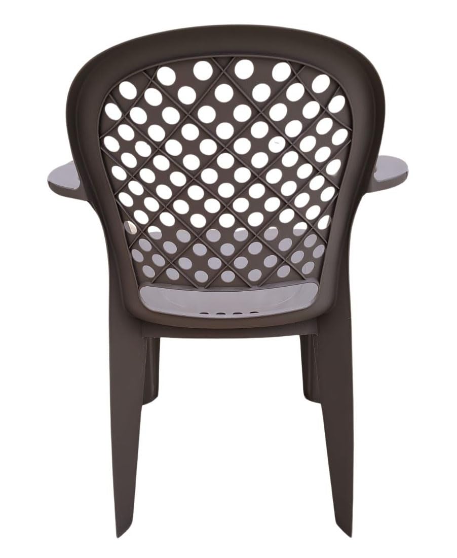 HomiQ Cello Crystal Armrest Plastic Chair with Matt Finish | Chairs for Living Room, Garden, Home, Indoor and Outdoor Use (Colour: Grey, Set of 2) 1