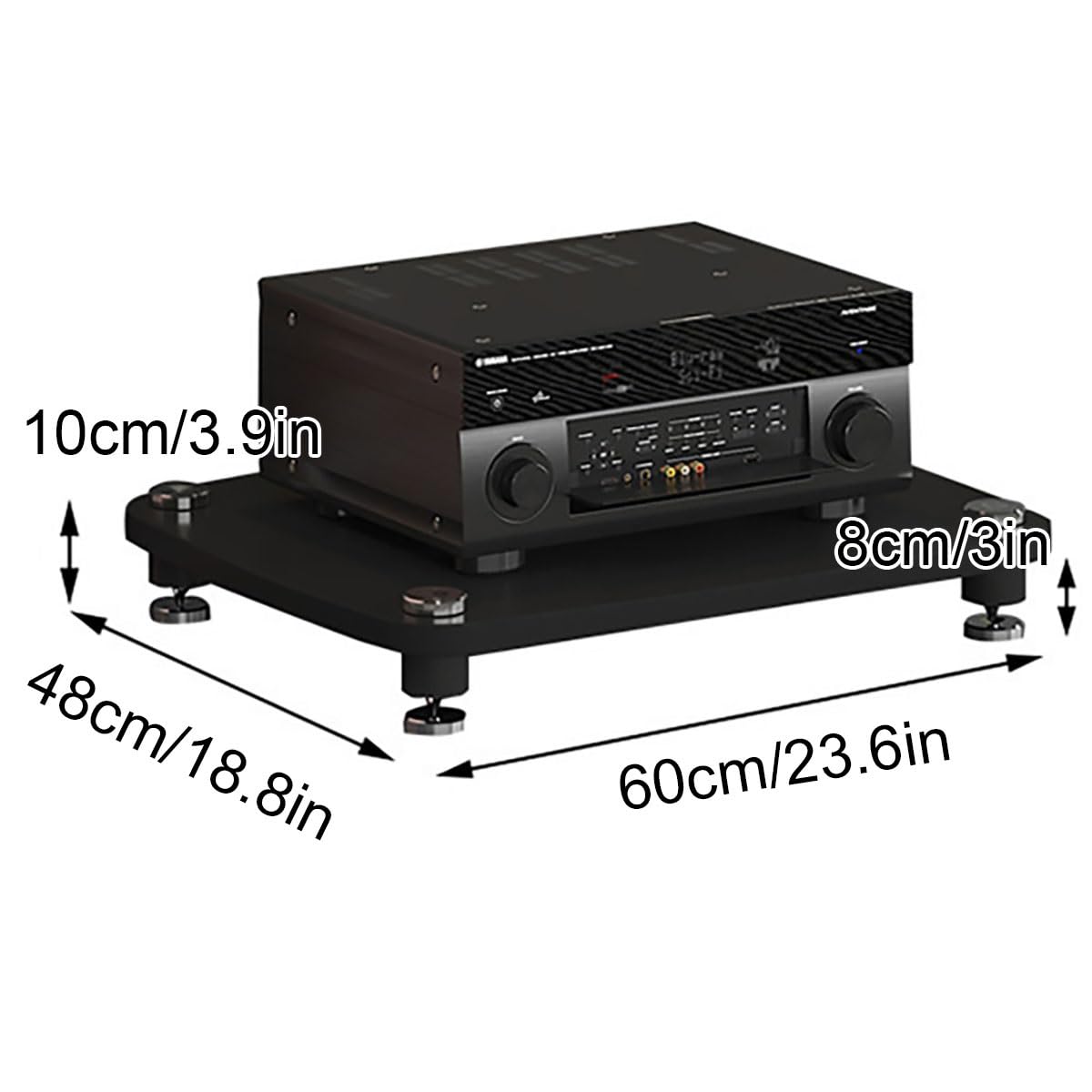 Mini HiFi Stand Rack, Mueble Equipo HiFi Estéreo Supports, Soporte Multimedia AV De 1 2 3 4 Niveles Con Estantes Ajustables, Estantería AV Media Stand Con Pies Amortiguadores Mueble Hifi Tv(Black,H10c