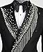 Manviss Men's Black Tuxedo Luxury Rhinestone Blazer Slim Fit Peak Lapel Double Breasted Jacket for Dinner Prom Wedding