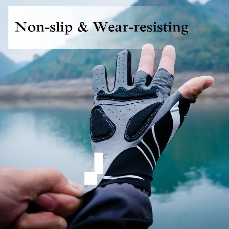 Angeln Handschuhe Männer Outdoor Reiten Camp Handschuh Mikrofaser Leder Stretch Tragen-beständig Nicht-Slip Halb Finger Fäustling für Angeln