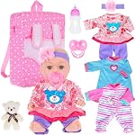 Ebuddy 12 Poupée bébé de pouce et accessoires - Poupées bébé Reborn 3 Ensembles de vêtements, sac à dos, sucette, bouteille (une poupée)