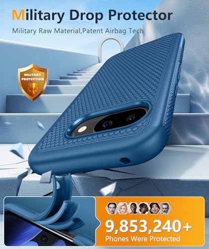 Image of FNTCASE for Google Pixel 9A Case: Dual Layer Protective Heavy Duty Cell Phone Cover Shockproof Rugged with Non Slip Textured Back - Military Protection Bumper Tough - 2025, 6.3 inch (Blue)