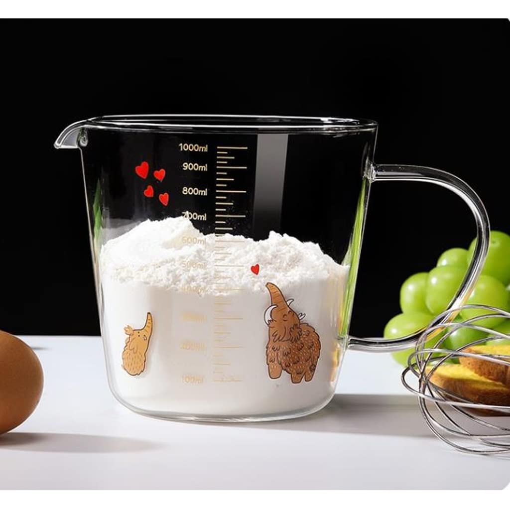 Tazas medidoras de Vidrio con Tazas graduadas for Uso doméstico Grado alimenticio Resistente a Altas temperaturas Tazas de Leche de Gran Capacidad for Hornear en la Cocina hueveras batidas