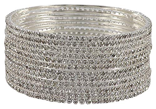 ZULKA Non-Precious Metal with Base Metal and Zircon Gemstone Studded Premium and Traditional Glossy Finished Sleek Bangle set for Women and Girls (Image - 5)