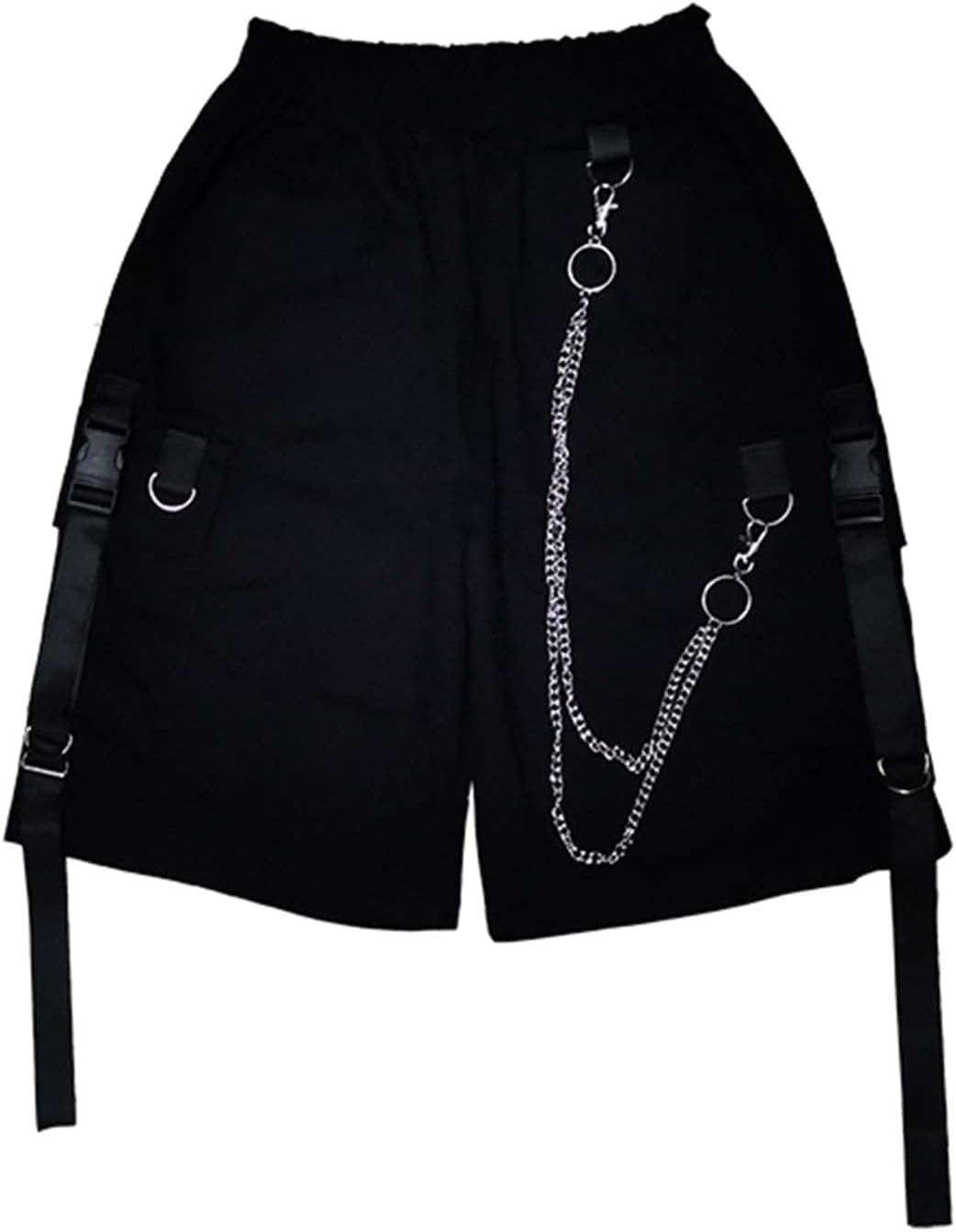 MEINVQIAOTI Black Cargo Pants for Women Street Harajuku Loose Straight Shorts Black Pants with Chains - Image 4