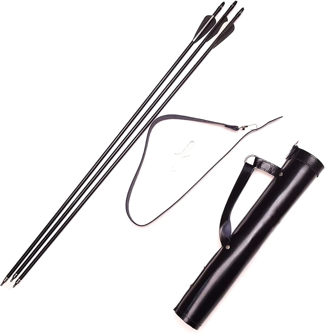 Club Corp Archery Traditional Shoulder Back Quiver Genuine Cow Hide Leather Arrow Holder Youth and Adults Adjustable Quivers for Bow Hunting & Archery Sports (Black) : Sports & Outdoors