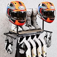 GHWMYD Porte Casque Moto Mural, Support Casque Rétro Avec Planches