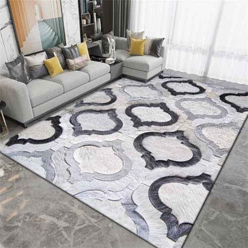 Tapis lavable et facile a entretenir gris style traditionnel pour salon
