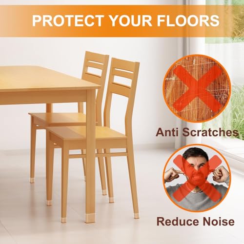 Image of 16 Pcs Chair Leg Protector, Furniture Leg Caps Silicone, Silicone Covers to Protect Wood Tile Floors Felt Pads Furniture Leg Caps Anti-Scratch Reduce Noise (Fit:1-1 /16 inch to 1-5 /8 inch)