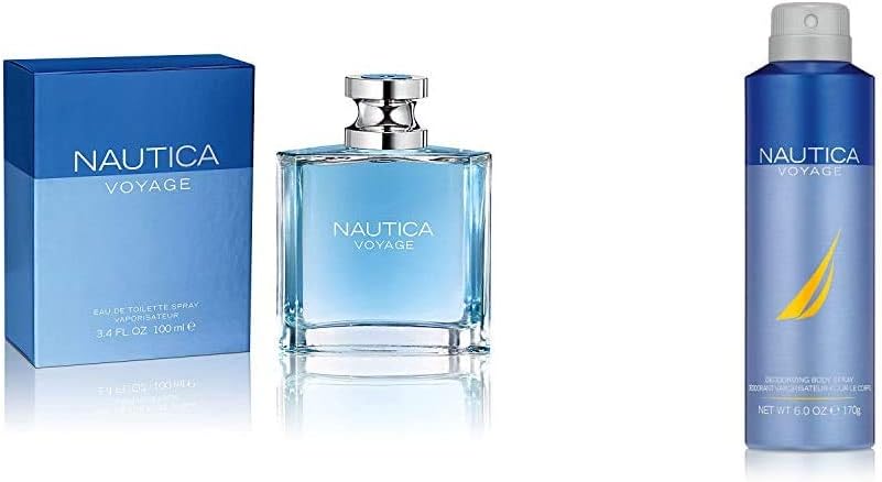 Voyage By Nautica For Men. Eau De Toilette Spray 3.4 Fl Oz and Nautica Voyage Body Spray, 6 Fluid Ounce