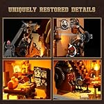 FUNWHOLE Steampunk Flying Club Lighting Building-Bricks Set - 1871 Pcs Modular Building Blocks Display Collectible Set for Adults - Image 4
