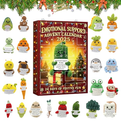 Emotional Support Adventskalender 2025 24 Tage Weihnachten Adventskalender mit 24 Einzigartige Emotionale Unterstützungswerkzeuge 2D Acryl Design Weihnachten Advent Calendar für Lieben jeden Alters