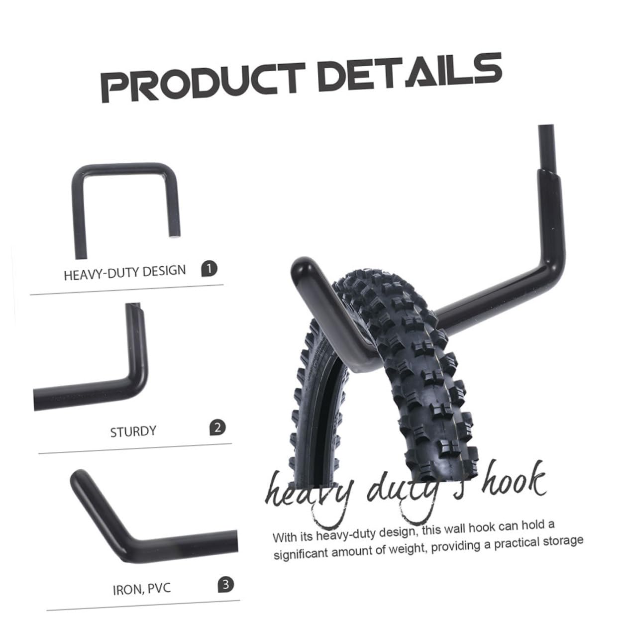 Ganci per Muro per Garage senza Chiodi 6 Pezzi, Ganci da Sospensione Pesanti per Attrezzi da Giardino e Biciclette, Ferro Rivestimento PVC per Organizzare Garage e Cantina
