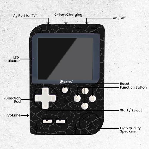 Image of Sameo Handheld Video Game Console, Dreamboy Retro Mini Game with 500 Classic Retro Game TV Compatible for Kids, Rechargeable 8 Bit Classic (Marble Black)