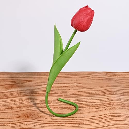 Red Tulips Artificial Flowers 24Pcs Tulip Flowers for Decor Faux Tulips Latex Material Real Touch Artificial Flowers Wedding Bouquets Flowers Home Hotel Party Decoration DIY Floral Arrangement