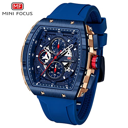 Image of MINI Focus Men's Multifunctional Chronograph Watch for Men with Date, and 24-Hour Sub-Dial, Water Resistant Square Dial Unique Design for Sports, Party, Gifting - (MF0399G)