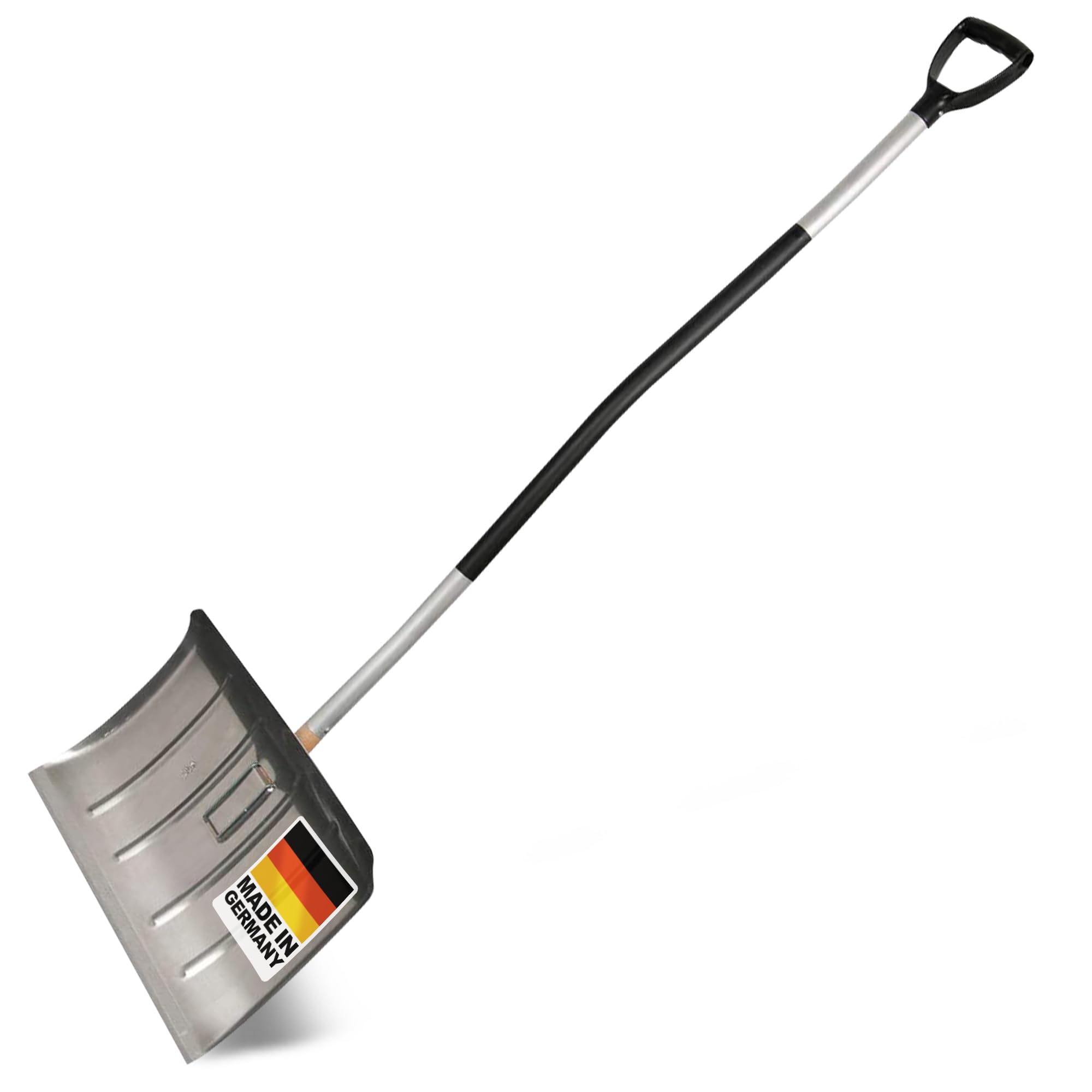 SHW-FIRE Alu-Schneeschieber 50 cm mit Ergonomischem Stiel und Profilkante | Für Schneeräumung & Winterarbeiten | Aluminium | ideal für große Schneemengen auf Gehwegen und Einfahrten