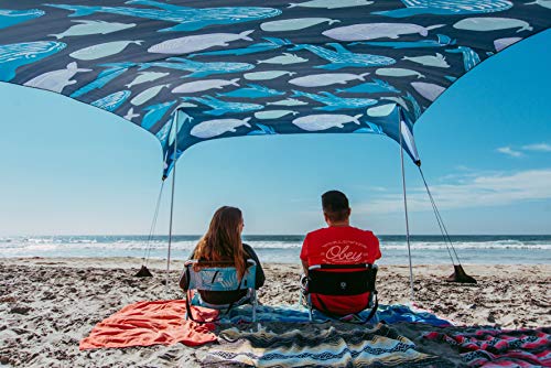 Image of Neso Grande Portable Beach Tent Sun Shelter - Lightweight Beach Shade Canopy - Easy Setup for Family Outings - Patented Reinforced Corners - UPF 50+ Sun Protection - 7ft Tall, 9 x 9ft