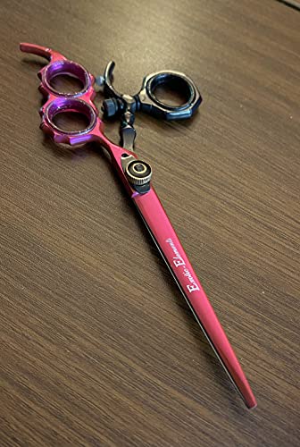 Pink and Black Blade Professional Hair Scissors Rotating Thumb Hair Cutting Grooming Scissors Shear