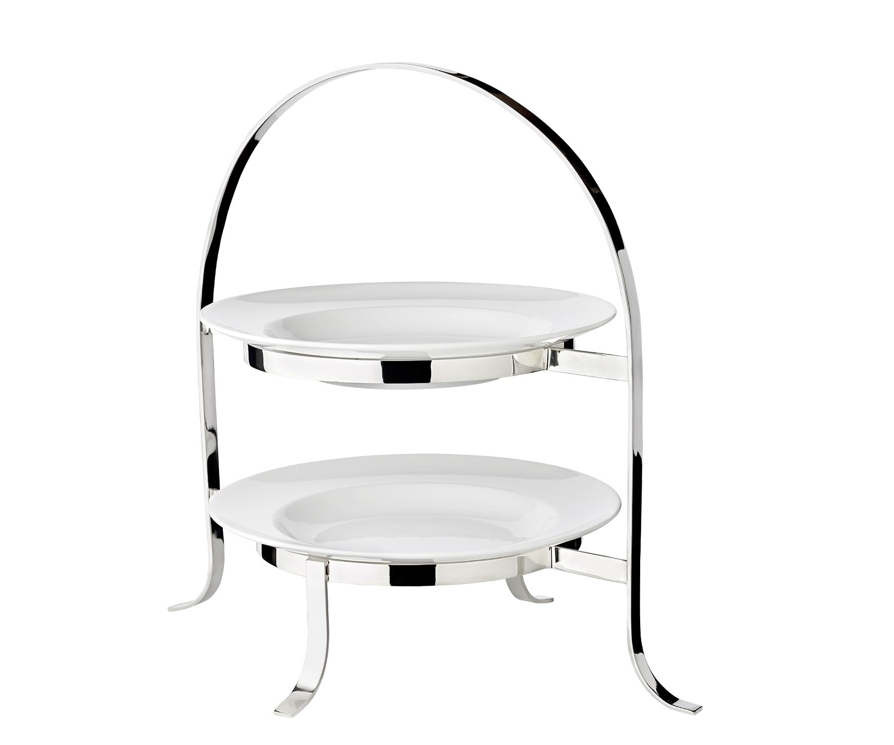 EDZARD Portapiatti Sina (Altezza 33 cm), Argentato, per 2 Piatti con Diametro da 20 a 28 cm - Stoviglie da Portata, alzatina