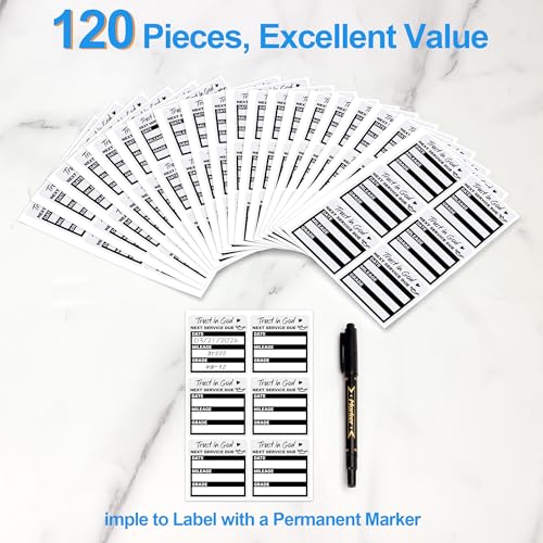Image of for Oil Change Sticker Static Cling, Clear Stickers 120 Pcs 2 inchx 2 inch Next Service Due Sticker for Windshield, Easy to Peel with No Residue for Car Auto Vehicle Window (Black3)