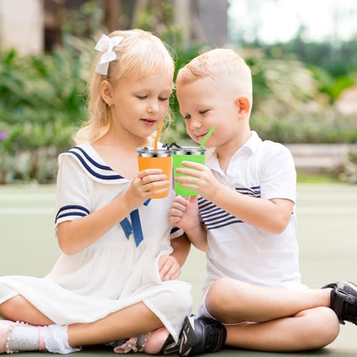 Vermida Kids Cups with Straws and Lids Leak Proof, 12oz Sippy Cups for Toddlers 1-3, 5 Pack Spill Proof Cups Stainless Steel Kids Cups with Lids for School, Outdoor