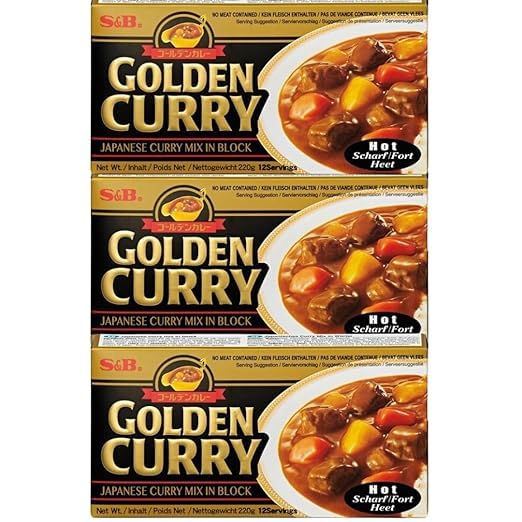 3 x 220 g S&B Golden Curry Black | Mezcla de curry japonesa | vegetariano | afilado | con protección de envío Heartforcards®