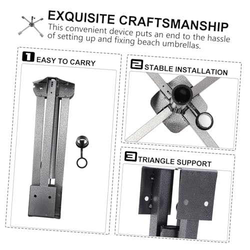 Pied de parasol croisé pliable et stable Kichvoe avec trou central réglable