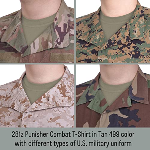 281Z Womens Military Stretch Cotton Underwear T-Shirt - Tactical Hiking Outdoor - Punisher Combat Line (Tan, Small)