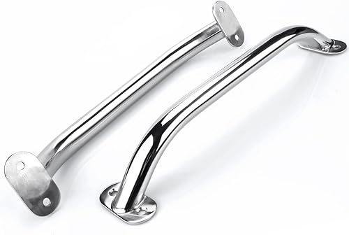 Miniatura 5 de Marinebaby Pasamanos ovalados de 12 pulgadas, mango de agarre pulido, pasamanos de acero inoxidable para yates marinos/RV (2 unidades)