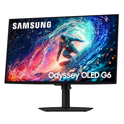 Image of Samsung 27 inch Odyssey OLED G6 (G61SH) Gaming Monitor - QD-OLED, QHD (1440P), 240Hz, 0.03ms, Glare-Free, Pantone Validated, HDR10, Height-adjustable stand, OLED Safeguard, 3 Year Warranty, LS27HG612SNXZA