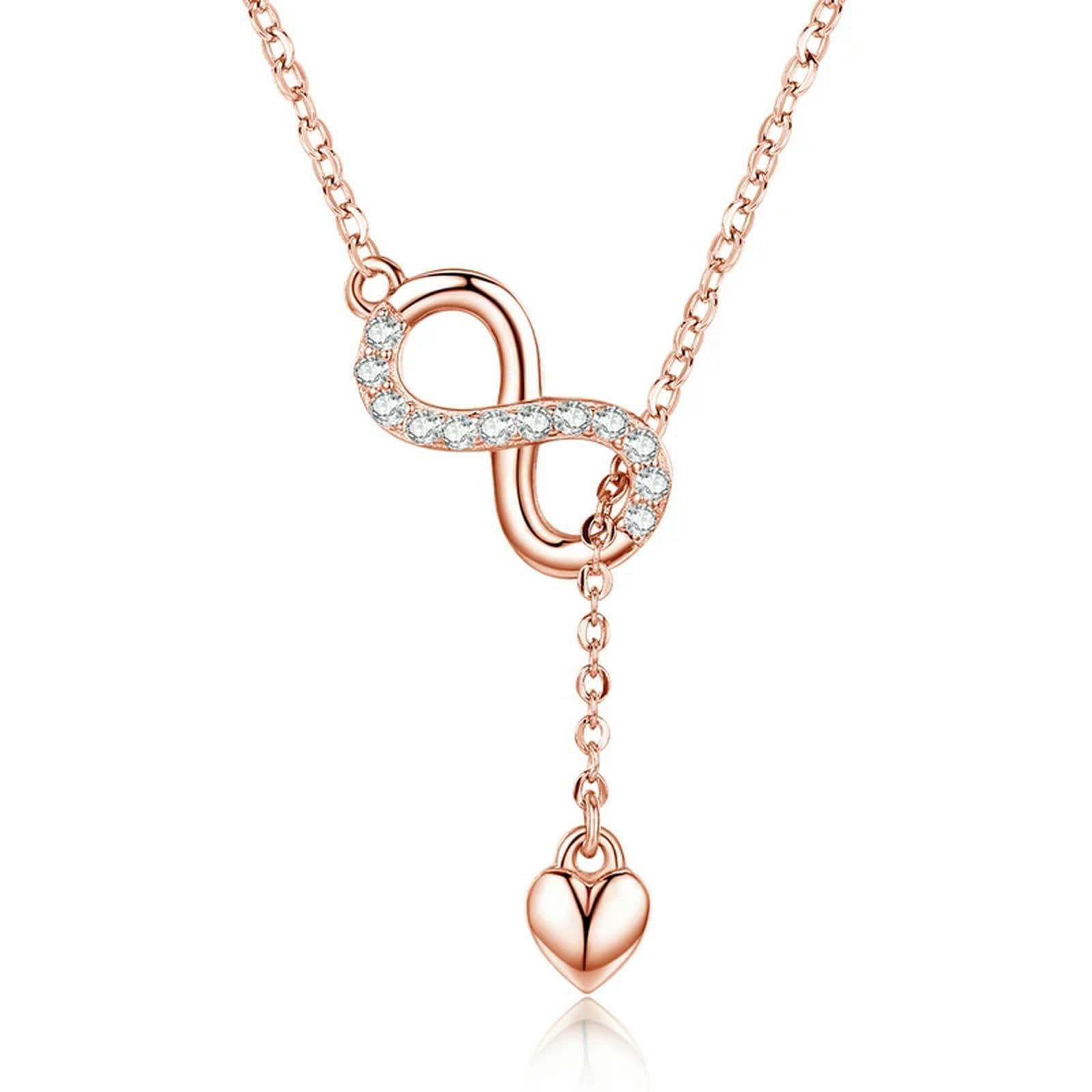 Ladies Jewellery 925 Sterling Silber Infinity Anhänger Halsketten Immer lieben Halskette für Frauen Geschenk feinen Schmuck Teen Girl Gifts
