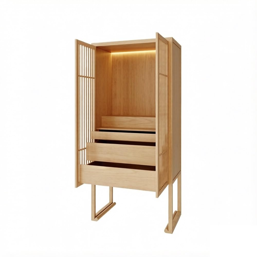 RUNZE765Z Cabinet Solid Wood Altar Cabinet Tall Oriental Display
