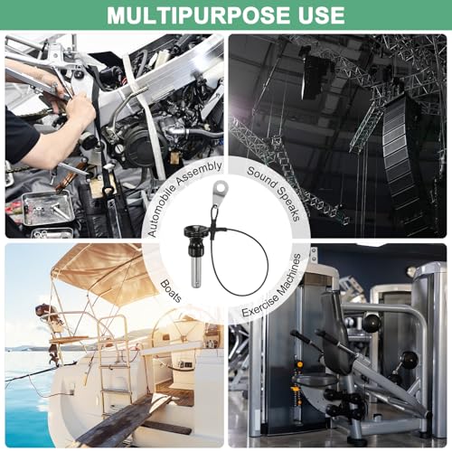 M METERXITY Ball Locking Pin, 5/16 [8mm] Durchmesser, 25/32 [20mm] Verwendungslänge Druckknopf-Schnellspannstifte mit Lanyard-Kabel [304 Edelstahl]