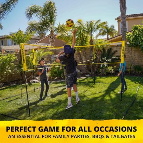 image for CROSSNET Quick Assemble 4 Square Volleyball Game Set for Adults and Ki