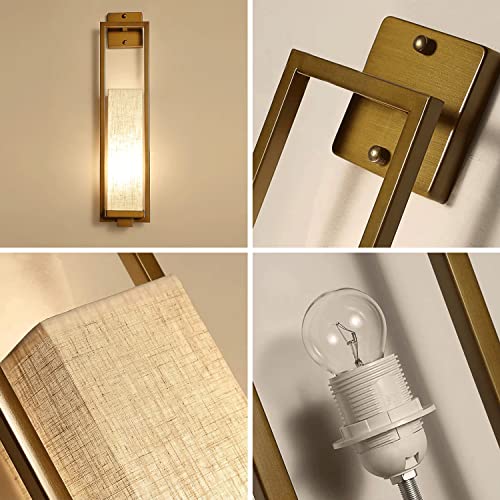Lámparas de pared de porche con pantalla rectangular de lino para luz acogedora 6