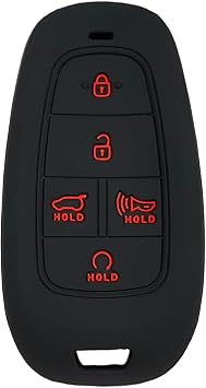 Key Fob Cover Fit for 2021 2022 2023 5 Buttons Remote Case Protector Silicone Fit for Tucson Palisade Sonata Santa Fe HEV PHEV Cruz Ioniq5 N line | Black RPKEY Key Shell