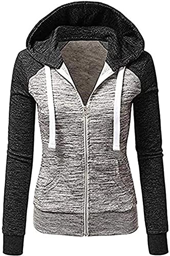Seamido Sweat à capuche zippé en polaire avec poche kangourou pour femme, gris foncé, XXL Cover