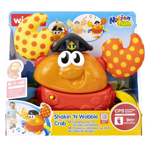Image of Winfun: Shakin 'N Wobble Crab - Lights & Sounds Motion Toy, Button Activated Sideways Crab Walk, Flashing Lights, Sensory Toy, Baby Toddler Ages 9mo+