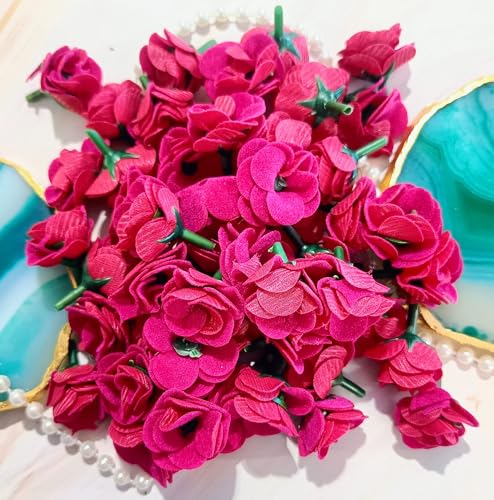 Image of VRB DecTM 50 Pcs Artificial Fabric Rose Fake Flowers Water Floating Flowers,Festival and Events, Home, Table, Bedroom, Pooja Room Decoration Items and DIY. (Dark Pink)
