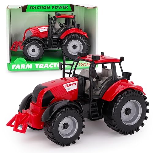 ToylandⓇ Friction Powered Farm Tractor With Opening Bonnet - Available In Pink, Blue, Red & Green (RED)