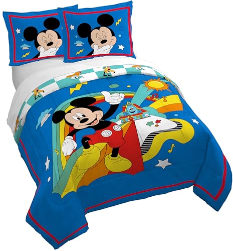 Jay Franco Duvet Cover Set – 3 Piece Comforter Cover and Sham Set, Super Soft Cozy Kids Bedding (Insert Not Included) Blue - Mickey Mouse, Full