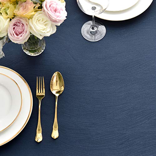 Maxmill Jacquard Table Cloth Swirl Pattern Spillproof Wrinkle Resistant Oil Proof Heavy Weight Soft Tablecloth For Kitchen Dinning Tabletop Decoration Outdoor Picnic Rectangle 52 X 70 Inch Navy Blue #TOP7