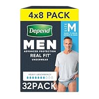 Depend Real Fit Incontinence Underwear Men Medium 32 Count (4 x 8 Pack) - Packaging May Vary