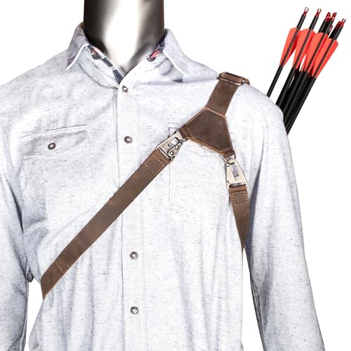 Valhalla Gear, Rectangular Back Quiver with Adjustable Straps, Arrow Holder for Target Shooting, Bow Hunting and Archery Sports, Target Training, Full Grain Leather, Handmade, Bourbon Brown